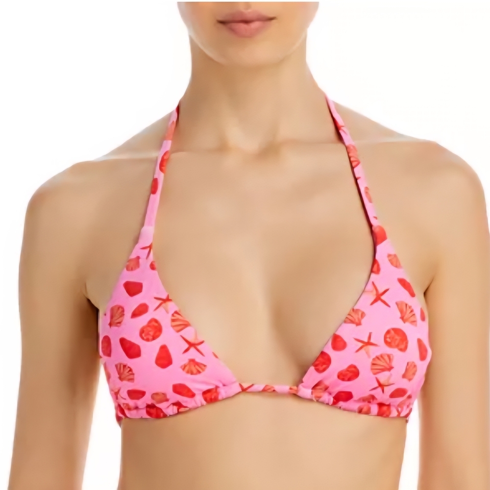 Aqua Heart Print Pink and Red Bikini Top, SMALL